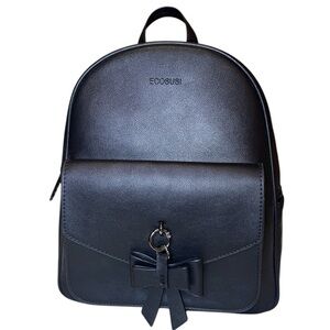 ECOSUSI Mini Leather Satchel Backpack Adjustable Straps + Handle in Black
